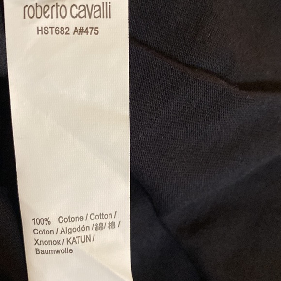 Roberto Cavalli Black Cotton Logo Unisex Tee New With Tags - Picture 11 of 11